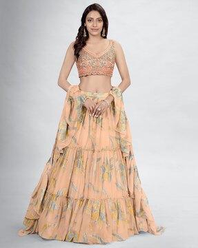 embellished flared lehenga choli set