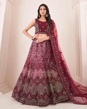 embellished flared lehenga choli set