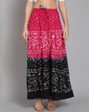 embellished flared skirt with drawstrings