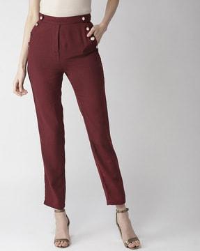 embellished flat-front slim fit trousers