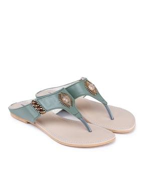 embellished flat heel slip-on sandals