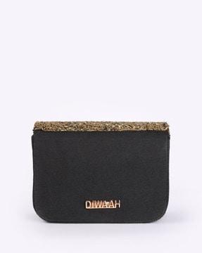 embellished foldover clutch with chain strap
