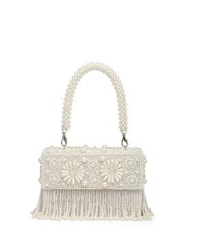 embellished foldover clutch with detachable handle