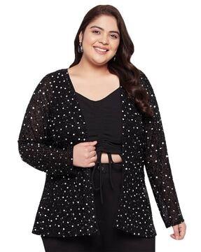 embellished front-open shrug