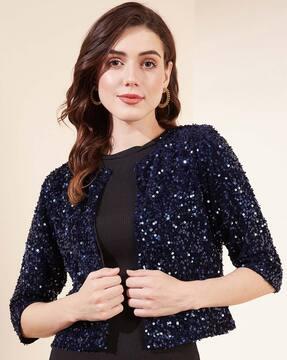 embellished front open shrug