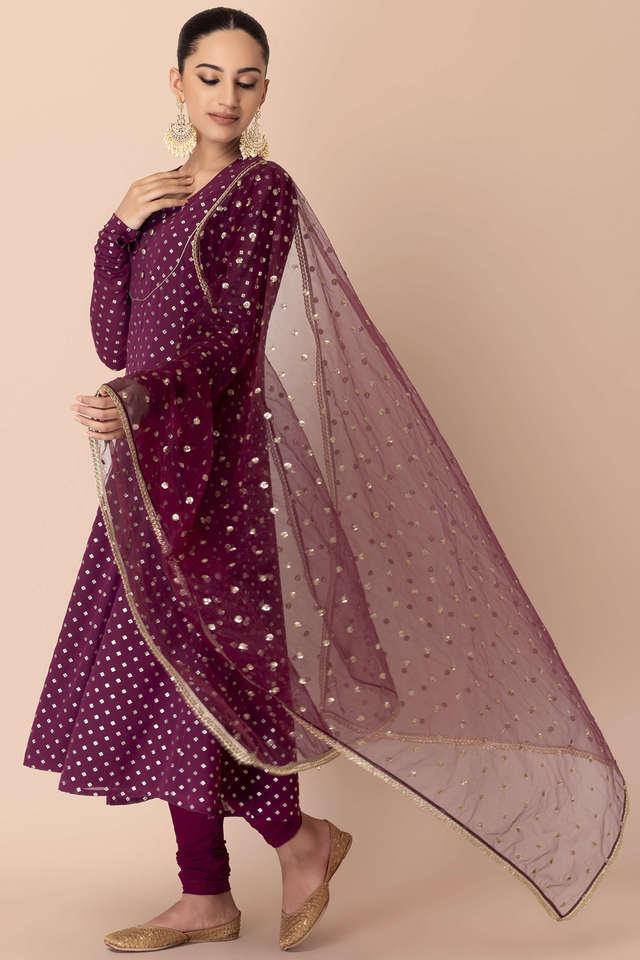 embellished full length mesh woven  womens dupattas