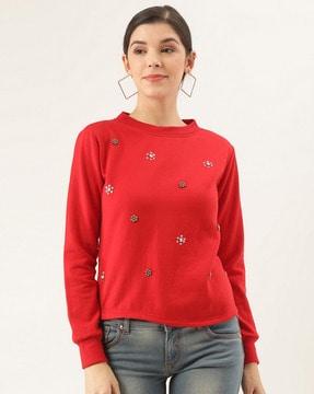 embellished full sleeves sweatshirt