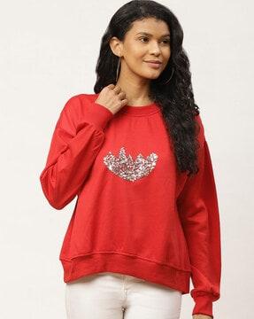 embellished full sleeves sweatshirt