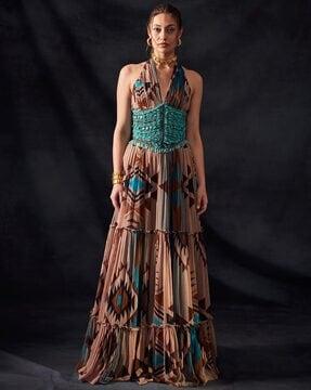 embellished georgette dress