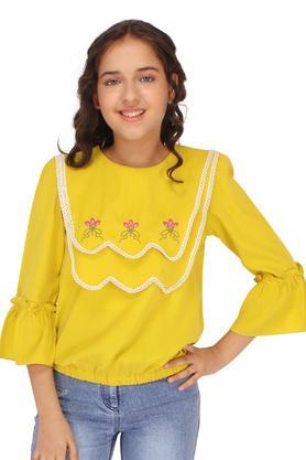 embellished georgette round neck girls sweatshirt - multi