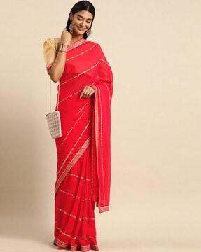 embellished georgette saree with sequin accent