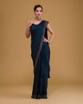 embellished georgette saree with sequin accent