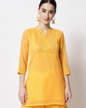 embellished georgette straight  kurti