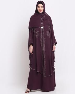 embellished gown burqa with scarf