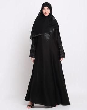 embellished gown burqa with scarf