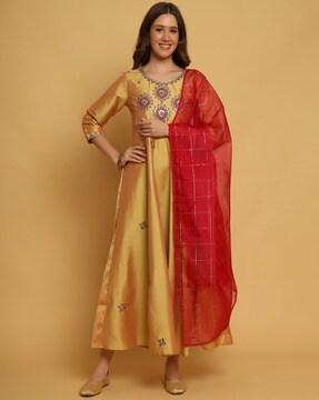 embellished gown dress with dupatta