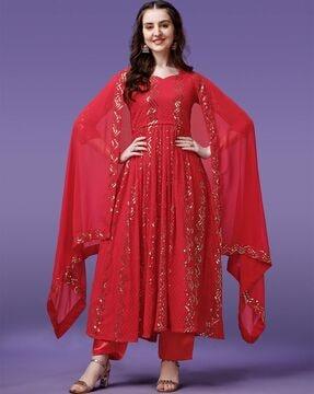 embellished gown with dupatta