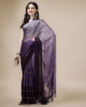 embellished half & half saree with tassels