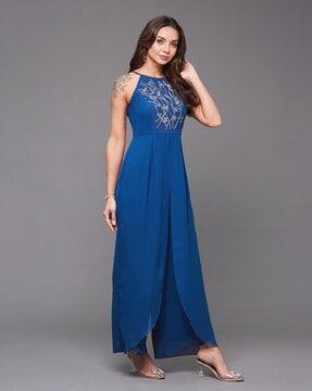 embellished halter-neck jumpsuit