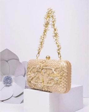 embellished handbag with detachable strap