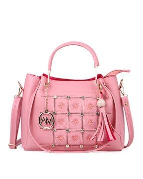 embellished handbag with shoulder strap