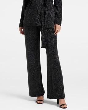 embellished high-rise pleat-front pants