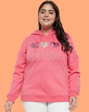 embellished hooded sweatshirt with drawstring