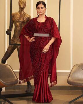 embellished kaftan half-and-half saree