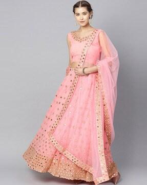 embellished kalidar lehenga choli set with dupatta