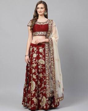 embellished kalidar lehenga choli set with dupatta