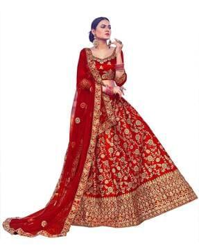 embellished kalidar lehenga choli set with dupatta