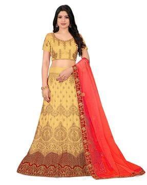 embellished kalidar lehenga choli set with dupatta