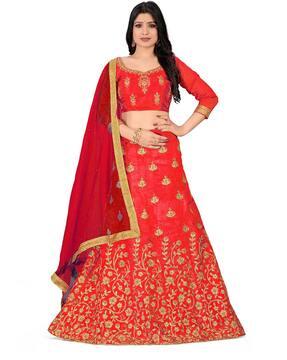 embellished kalidar lehenga choli set with dupatta