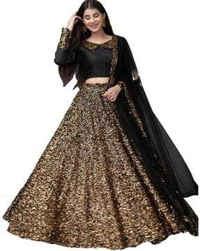 embellished kalidar lehenga choli set with dupatta