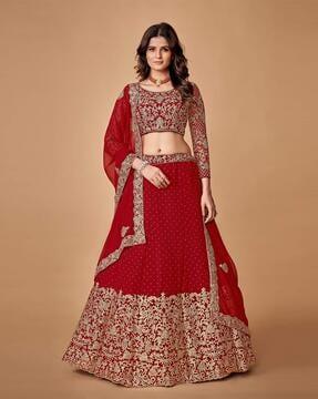 embellished kalidar lehenga choli set with dupatta