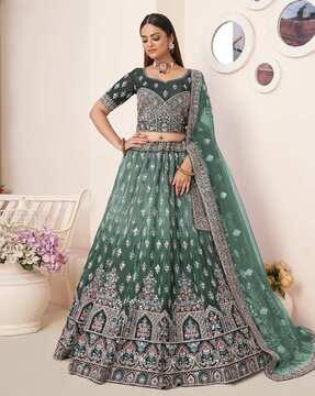 embellished kalidar lehenga choli set with dupatta