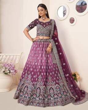 embellished kalidar lehenga choli set with dupatta