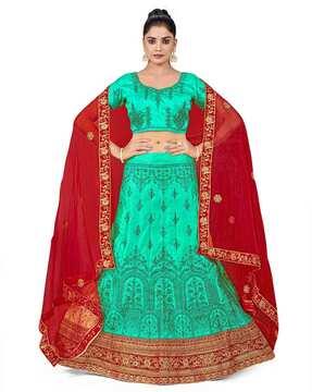 embellished kalidar lehenga choli set