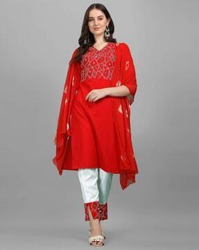 embellished kurta set with dupatta