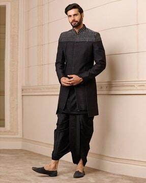 embellished kurta with dhoti & sherwani