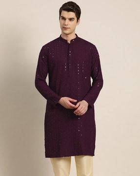 embellished kurta with insert pocket