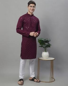 embellished kurta with insert pockets