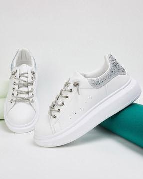 embellished lace-up casual shoes