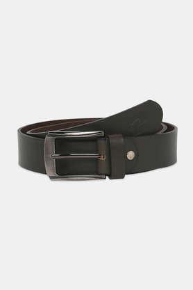 embellished leather men's casual single side belt - olive