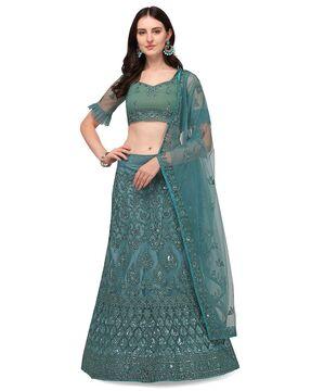 embellished lehenga & choli set with dupatta