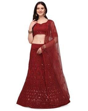 embellished lehenga & choli set with dupatta