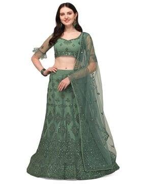 embellished lehenga & choli set with dupatta