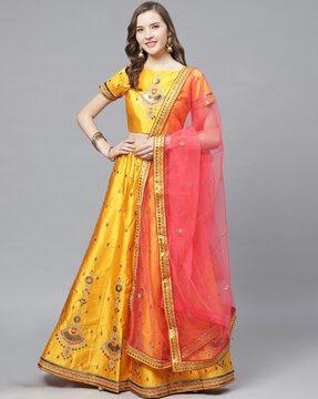 embellished lehenga & choli set with dupatta