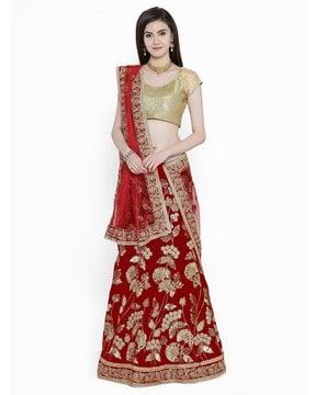 embellished lehenga choli set with dupatta