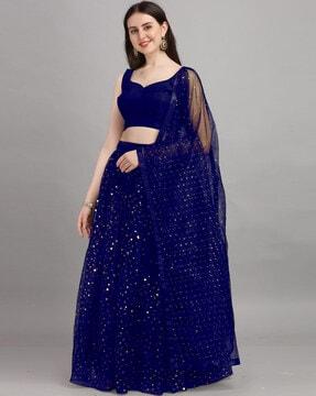 embellished lehenga choli set with dupatta